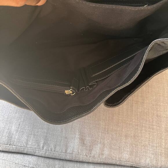 Cole Haan Canvas Leather Trim Briefcase Bag Grey Black 16" Messenger Laptop Bag - Picture 8 of 16